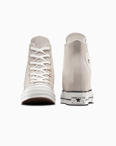 Chuck 70 Wedge Platform Suede Warm Clay/Egret/Black, Heel View