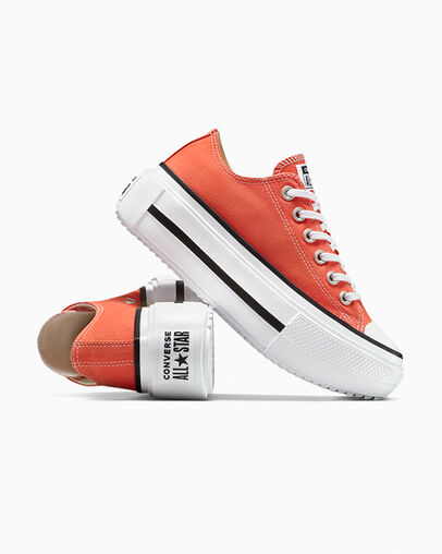 Chuck Taylor All Star Lift Double Stack Platform Canvas Vermillion Red/Weiß/Schwarz, Detail Angle View