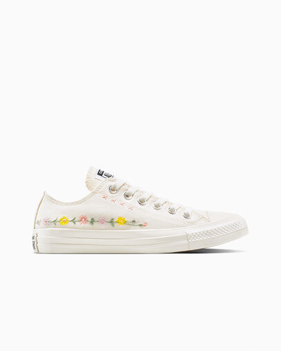 Chuck Taylor All Star Embroidered Flowers Garza/Verde monta&ntilde;a, Outer Side View