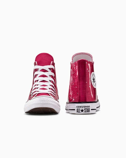 Chuck Taylor All Star Glitter Sporty Berry/White/Egret, Heel View