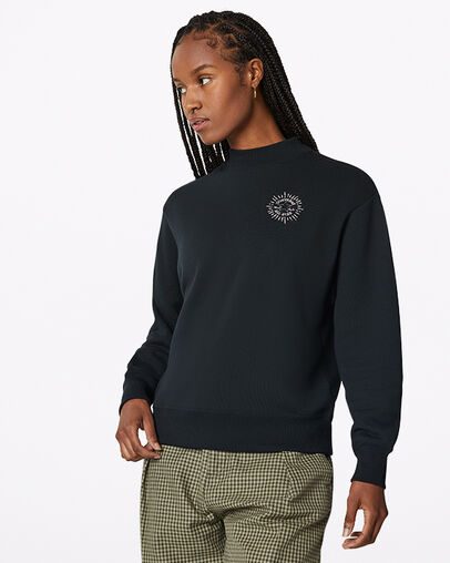 Sweat-shirt col ras du cou Chuck Magic Noir Converse, Front View