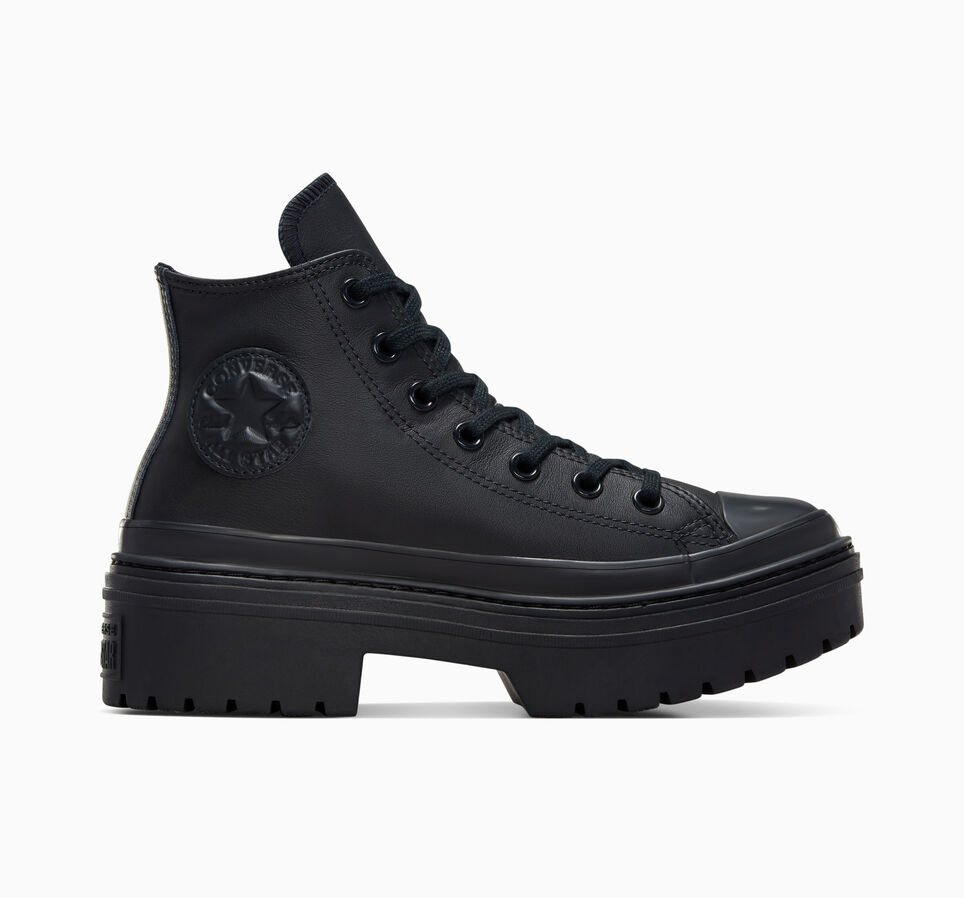 Chuck Taylor All Star Lugged Heel Leather Platform Black/Black/Black