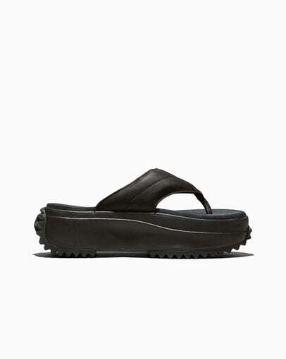 Run Star Sandal Platform Leather Black/Black/Black, Outer Side View