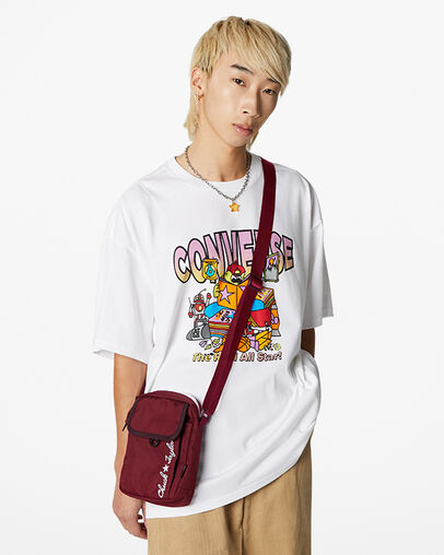 Embroidered Cross-body Bag Dark Beetroot/Black Cherry