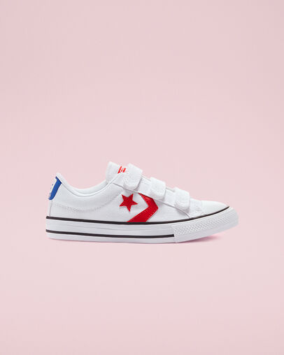 Varsity Canvas Easy-On Star Player Blanco/Rojo universitario/Azul, Outer Side View