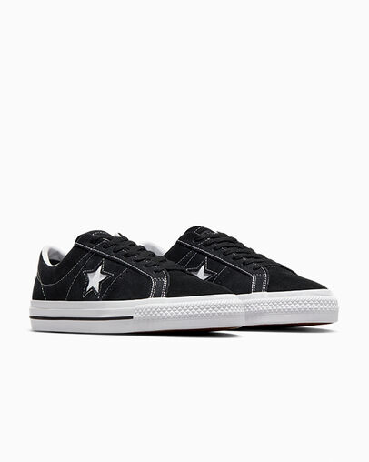 CONS One Star Pro Suede Black/Black/White, Top and Side View