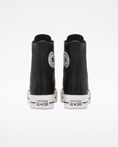 Extra High Platform Chuck Taylor All Star Black/White/Black, Heel View