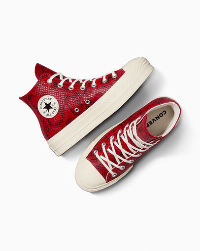 Chuck Taylor All Star Lift Platform Snakeskin Print Pr&oacute;ximos d&iacute;as/Garza/Negro, Angled View