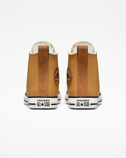 Chuck Taylor All Star Lined Leather Dark Soba/Warm Tan, Heel View