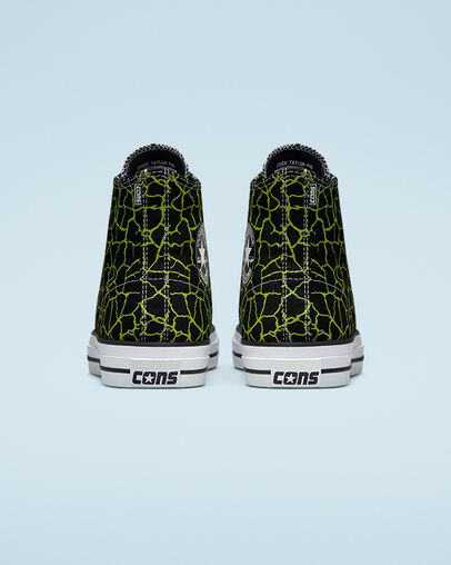 Crackle Print CTAS Pro Negro/Toque de lima/Blanco, Heel View