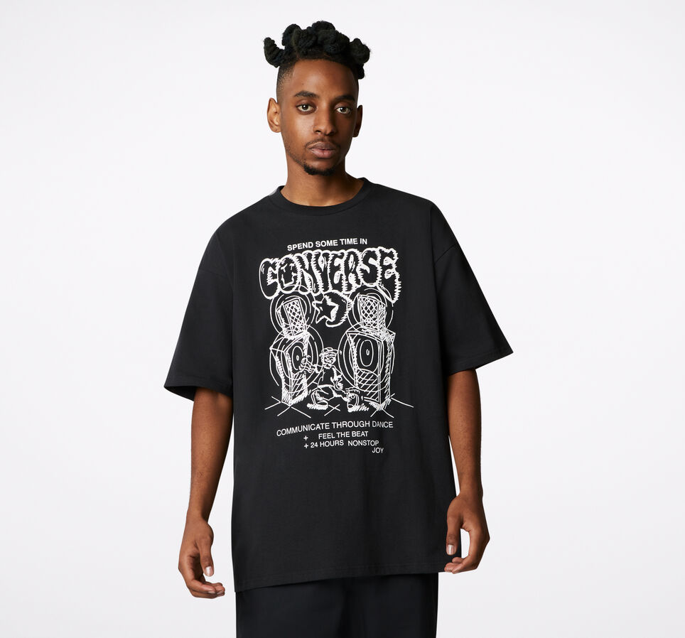 T-shirt met graphic van non-stop plezier Converse Black