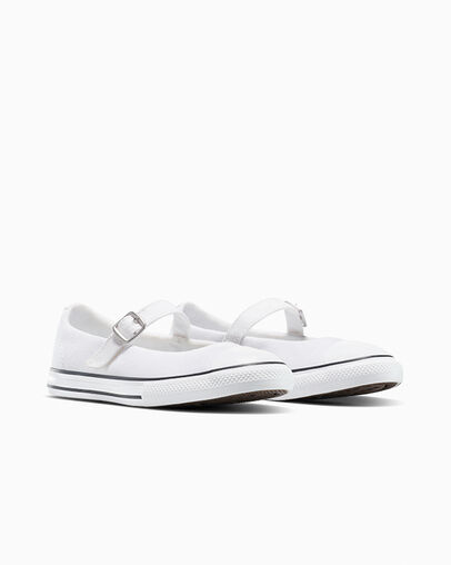 Chuck Taylor All Star Dainty Mary Jane Blanc/Noir/Blanc, Top and Side View