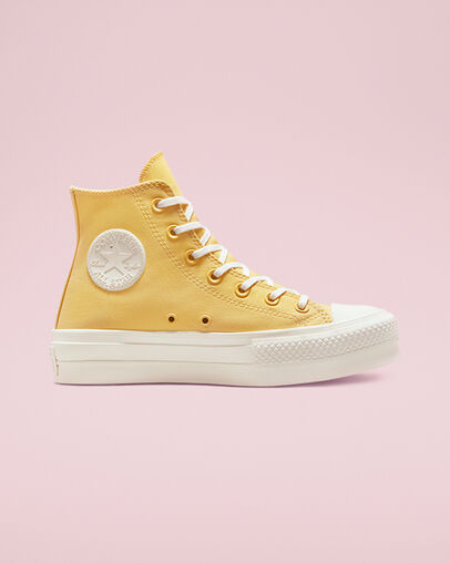 Chuck Taylor All Star Lift Platform Hybrid Texture Saturn Gold/Egret/Egret, Outer Side View