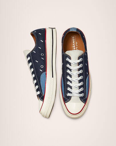 Chuck 70 Indigo Boro Midnight Navy/Egret/Garnet, Top and Side View