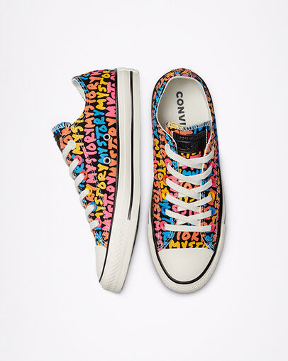 My Story Chuck Taylor All Star Noir/Mandarine fonc&eacute;e/Blanc, Top and Side View