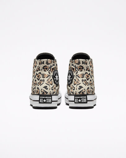 Chuck Taylor All Star Lift Platform Jungle Cats Driftwood/Black/White, Heel View