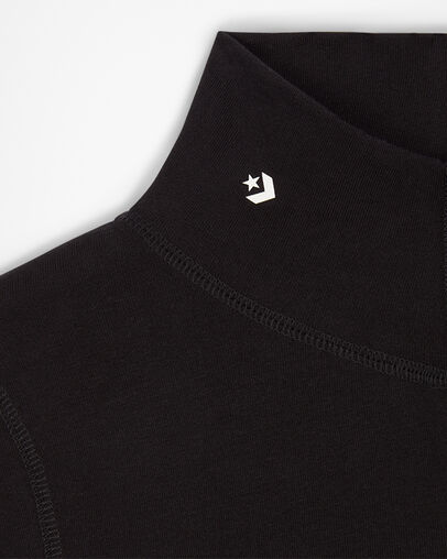 Long Sleeve Mock Neck Shirt Black, Full Body View