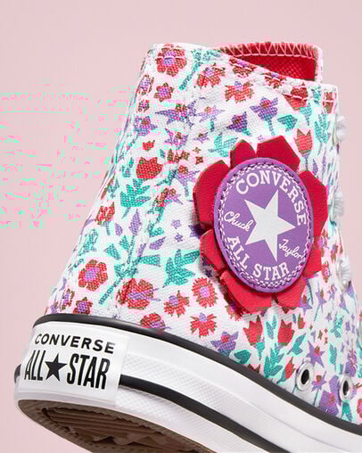 Chuck Taylor All Star Paper Floral White/Soft Red/Pixel Purple, Detail Angle View