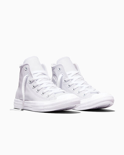 Chuck Taylor All Star Leather White Monochrome, Top and Side View
