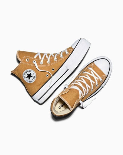 Chuck Taylor All Star Lift Platform Honey Stick Brown/White/Black, Angled View