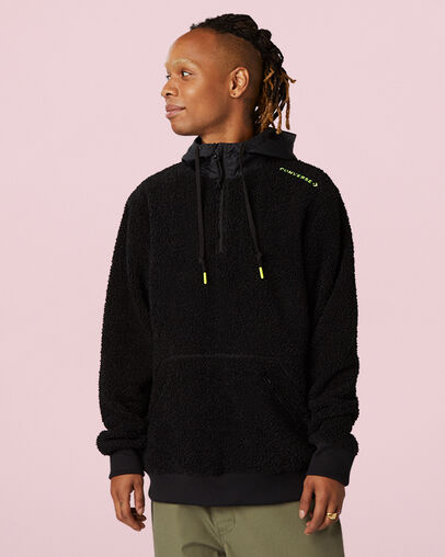 Mountain Club Sherpa Pullover Hoodie Converse Black, Front View