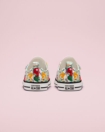 Chuck Taylor All Star Easy-On Multicolored Animals Vintage White/Multi/Black, Heel View