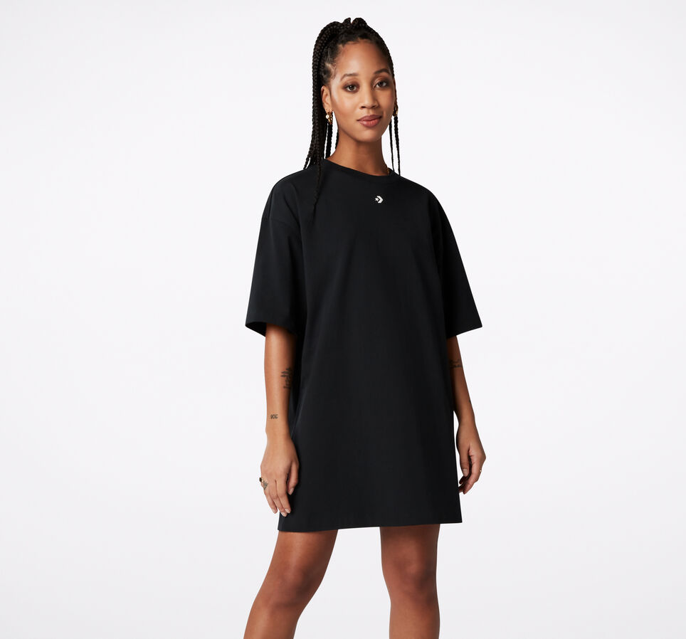 Wordmark Oversized T-Shirt Dress Converse Black