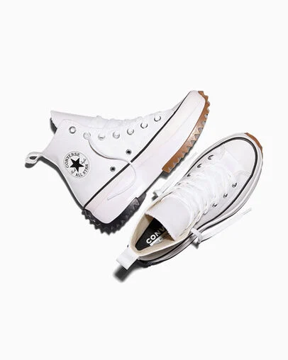 Run Star Hike Platform Canvas White/Black/Gum, Angled View