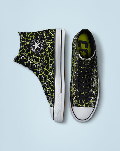 Crackle Print CTAS Pro Negro/Toque de lima/Blanco, Top and Side View