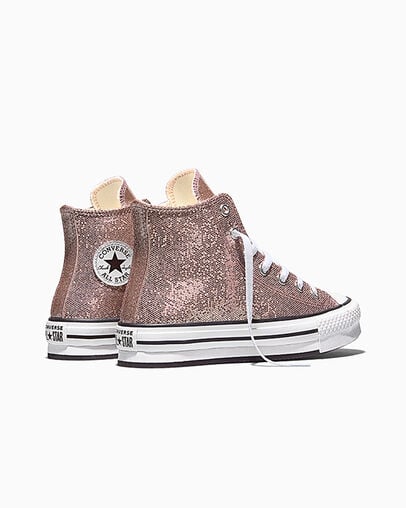 Chuck Taylor All Star EVA Lift Platform Glitter Apricot Red/White/Black, Heel View