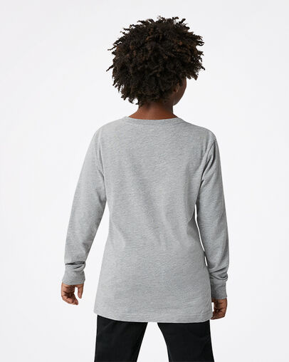 Jump Ball Chuck Patch Long Sleeve Tee Dk Grey Gether, Detail View