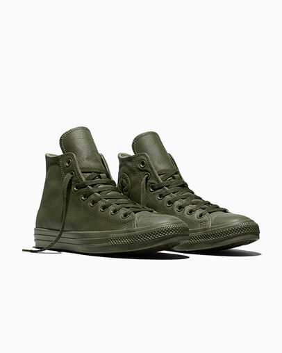 Chuck Taylor All Star Tonal Leather Utility/Black/Utility, Top and Side View