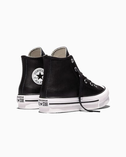 Chuck Taylor All Star Lift Platform Leather Zwart/Natural Ivory/Wit, Heel View