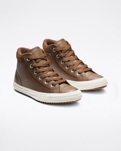 Chuck Taylor All Star Padded Collar High Top Marrone castagna/Caramello bruciato, Angled View