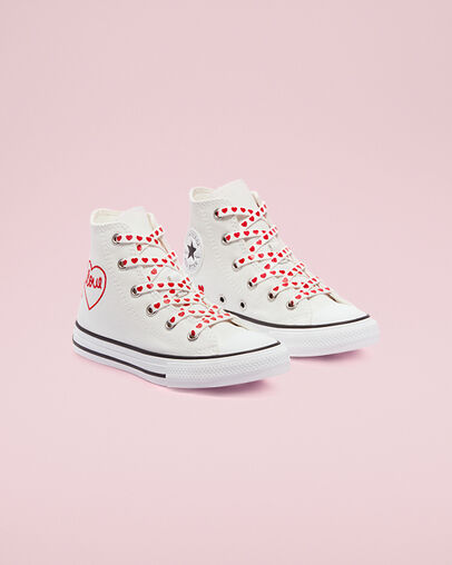 Love Thread Chuck Taylor All Star Vintage White/University Red, Angled View