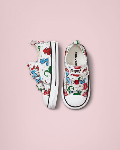 Chuck Taylor All Star Easy-On Sea Monsters Blanco/Multicolor/Negro, Top and Side View