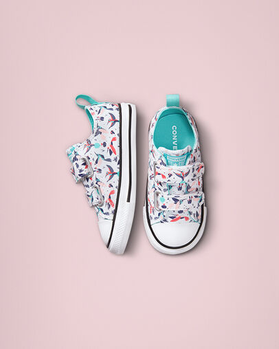 Chuck Taylor All Star Easy-On Bright Hummingbirds Blanco/Agua clara, Top and Side View