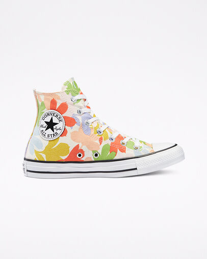 Chuck Taylor All Star Floral Egret/Black/White, Outer Side View