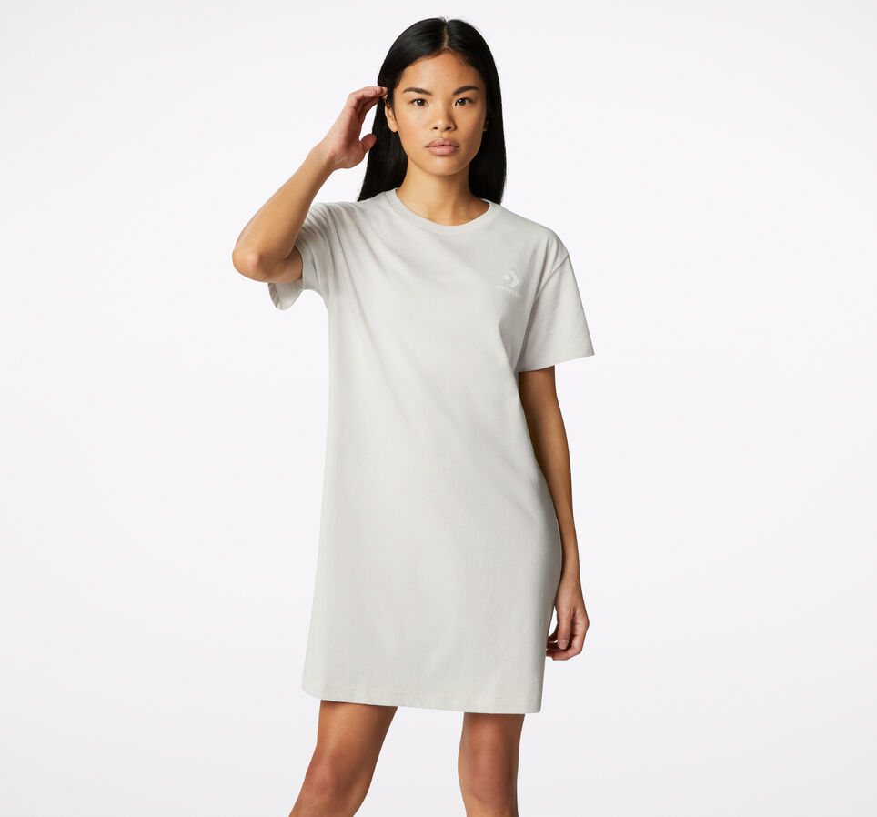 Heathered Short Sleeve T-Shirt Dress Natural Heather
