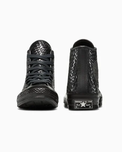 Chuck 70 Woven Leather Black/Black/Black, Heel View