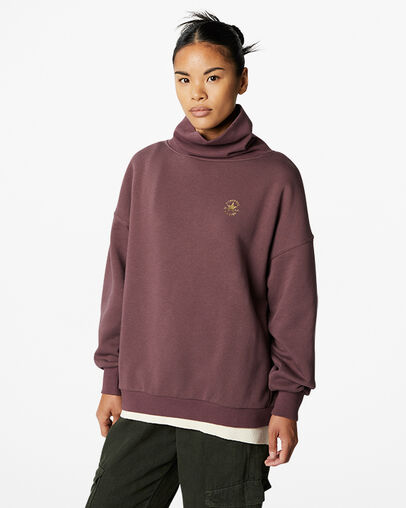 Pull-over &agrave; col montant avec patch Chuck Taylor Vin sombre, Front View