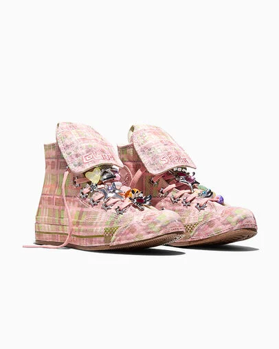 Converse x Collina Strada Chuck 70 Mellow Rose/Fir Green/Spinach, Top and Side View