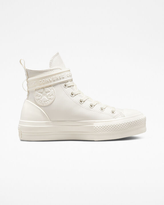 Converse Chuck Taylor All Star Lift Platform Leather Hike - Vintage White/Egret/Egret - 4