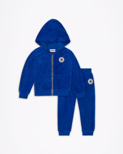 Ensemble combinaison &agrave; capuche en velours Chuck Taylor Patch Bleu laser, Front View