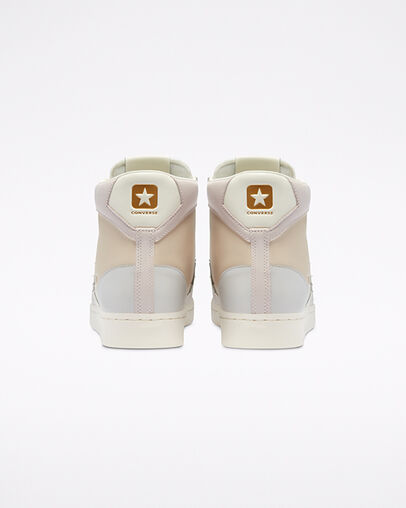 Pro Leather Neutral Tones Farro/Silt Red/Egret, Heel View