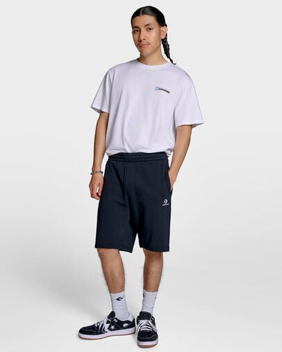 Embroidered Star Chevron Standard-Fit Shorts Black, Front View