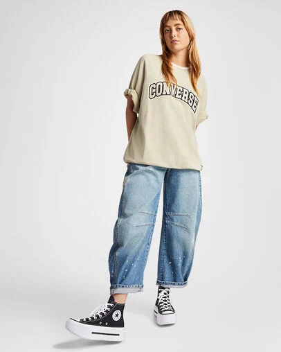 Chuck Taylor All Star Lift Double Stack Platform Canvas Zwart/Wit/Zwart, On Foot Shot 1