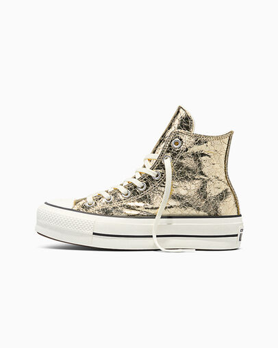 Chuck Taylor All Star Lift Platform Metallic Crackle Metallic Gold/Vintage White, Inner Side View