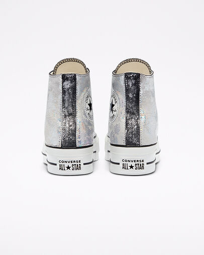 Chuck Taylor All Star Lift LTD Serpent m&eacute;tal argent&eacute;, Heel View