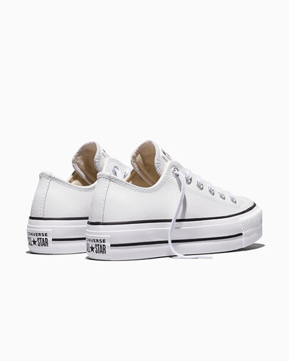 Chuck Taylor All Star Platform Clean Leather Blanco/Negro/Blanco, Heel View